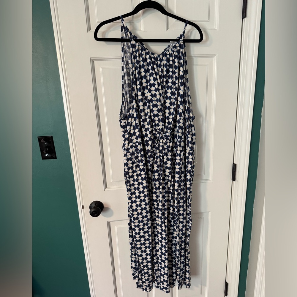 Navy and White Geometric Dress
